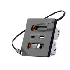 20W Universal Type-C USB Socket Retractable Charging Cable for PC Glass Panel Wall Fast Charging