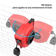 Vistreck Automatic Cable Reel 15 m + 1.5 m Outdoor Cable Reel Can be Used to 1500 W (Max Load Capacity: 3200 W) with 180° Rotatable Wall Mount, Reset Button and Adjustable Stop