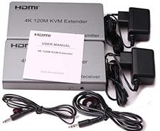 4K 120M HDMI KVM Extender Transmitter Receiver Over Cat5/5e/Cat6 Rj45 Ethernet Cable Support USB Mouse Keyboard Touch