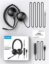 New bee Wireless Headset Bluetooth Headset with Noise Cancelling Microphone 20hrs Talk time & Mute Button for Work/PC/Office/Zoom/Skype (Include USB Dongle) (H360-black)