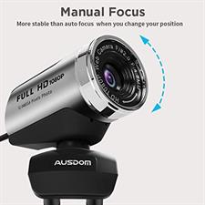 AUSDOM Full HD 1080P Wide Angle View Webcam with Anti-Distortion, AW615 USB Computer Camera,90-Degree FOV, auto Low-Light Correction, Plug and Play for Zoom/Skype/Teams,Conferencing and Video Calling