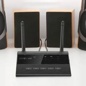 Blitzwolf BW-BR5 3 In 1 Bypass bluetooth V5.0 Audio Transmitter Receiver 3.5mm Aux Wireless Audio Adapter Low Latency 80m/262ft Long Range For TV PC Headphone Car Stereo System Home Sound System