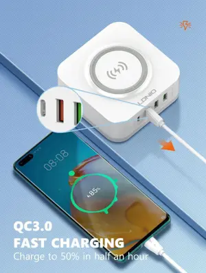 32W Desktop 5 In 1 Wireless Charging Station + QC3.0/ PD 30W CHARGER EU PLUG | LDNIO AW004