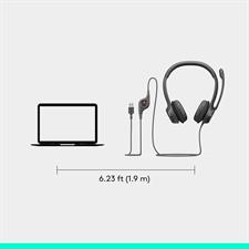 Logitech H390 Gaming Headphones, Wired Headphones with Mic, USB Headset with Microphone for PC, Noise Cancelling Microphone for Video Meetings, Music, Gaming - Black