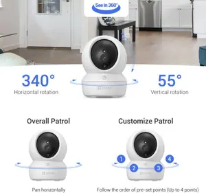 EZVIZ H6c Pro,2K, 3MP [New Generation], WiFi Security Camera, Call Button, Night Vision, Motion Detection, Smart Tracking, Two-Way Audio, Works with Alexa