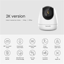 Tenda CP6 2K Indoor Wireless Pan Tilt Cameras for Home Security, Baby Monitor, Pet Camera with Phone APP, 2-Way Audio, Night Vision, Auto Tracking, Siren, AI Human & Motion Detection