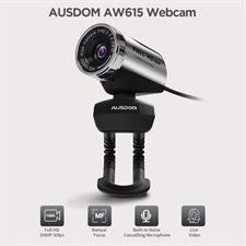 AUSDOM Full HD 1080P Wide Angle View Webcam with Anti-Distortion, AW615 USB Computer Camera,90-Degree FOV, auto Low-Light Correction, Plug and Play for Zoom/Skype/Teams,Conferencing and Video Calling