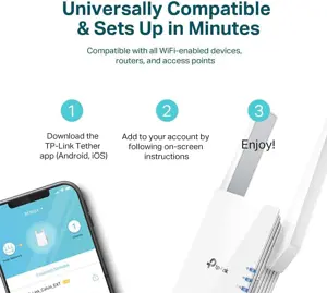TP-Link AX1500 WiFi Extender Internet Booster, WiFi 6 Range Extender Covers up to 1500 sq.ft and 25 Devices,Dual Band up to 1.5Gbps Speed, AP Mode w/Gigabit Port, APP Setup, OneMesh Compatible(RE505X)