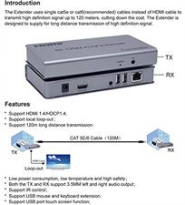 4K 120M HDMI KVM Extender Transmitter Receiver Over Cat5/5e/Cat6 Rj45 Ethernet Cable Support USB Mouse Keyboard Touch