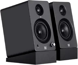 Monolith MM-3 Powered Multimedia Speakers - Black (Pair) with AptX Bluetooth, Front Headphone Jack, Digital Class D