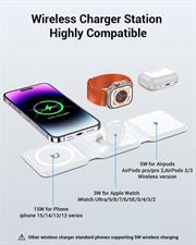Wireless Charger, Magnetic Foldable 3 in 1 Mag-Safe Charger, Fast Travel Wireless Charging Station for iPhone 15/14/13/12/ Series,for iWatch,for AirPods