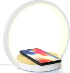 ELEHOT Bedside Lamp Table Lamp Touch Dimmable with 10 W Wireless Charger Night Light with 3 Levels Brightness for Bedroom Living Room Office (10 W)