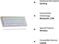 Anne PRO 2D, 60% Wired/Wireless Mechanical Keyboard (Gateron Brown Switch/White Case) - Full Keys Programmable - True RGB Backlit - Tap Arrow Keys - Double Shot PBT Keycaps - NKRO - 1900mAh Battery