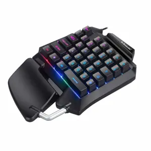 Mini One-Hand Mechanical Keyboard Gaming Keyboard 35 Keys Colorful Backlit Game Keyboard G92 Black