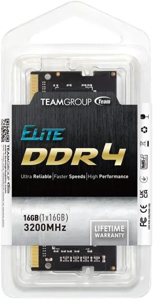 TEAMGROUP Elite DDR4 16GB Single 3200MHz PC4-25600 CL22 Unbuffered Non-ECC 1.2V SODIMM 260-Pin Laptop Memory Module Ram Upgrade