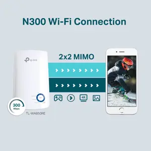 TP-Link TL-WA850RE N300 Wireless Range Extender, Broadband/Wi-Fi Extender, Wi-Fi Booster/Hotspot with 1 Ethernet Port, Plug and Play, Built-in Access Point Mode