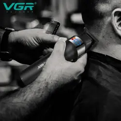 VGR V-987 Professional Digital Display Turbo function 7000RPM Zero Gapped Cordless Pro Self Haircut Hair Clipper Beard trimmer Stainless steel & Ceramic Blade USB cable 3 Guide Comb Runtime 400 min