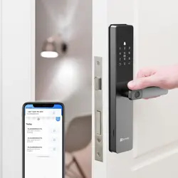 EZVIZ Smart Lock DL05, 7-in-1 Key-less Entry Door Lock, with Fingerprint Access, Multiple Unlock Options, Instant Alerts, Weather-Resistant, Child Safety Privacy Control (DL05-Grey)