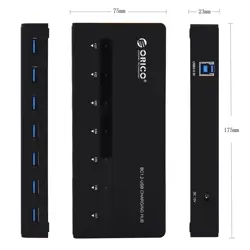 ORICO 7 Port USB 3.0 Smart-Charging Hub Max Deliver 5V2.4A for iPad or Other Tablets - Black
