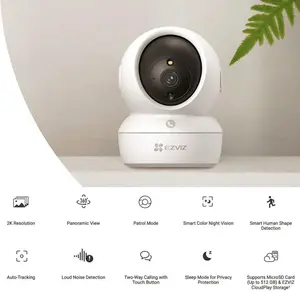 EZVIZ H6c Pro,2K, 3MP [New Generation], WiFi Security Camera, Call Button, Night Vision, Motion Detection, Smart Tracking, Two-Way Audio, Works with Alexa