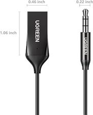 UGREEN Bluetooth 5.3 Adapter for Car Aux Input - Receiver with Built-in Mic for Hands-Free Calls, Compatible with Car Speaker and Home Audio