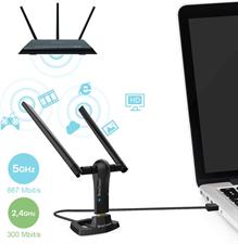 BrosTrend AC1200 USB WiFi Stick, WiFi Adapter for Desktop Laptop PC with Windows 11/10/8/7 High Range, Dual WiFi up to 867Mbps 5GHz, 300Mbps 2.4GHz, with Two 5dBi Antennas, USB3.0