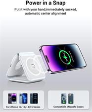 Wireless Charger, Magnetic Foldable 3 in 1 Mag-Safe Charger, Fast Travel Wireless Charging Station for iPhone 15/14/13/12/ Series,for iWatch,for AirPods