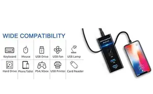 Enligne 4 Port USB HUB 1.2 Meter Cable Length SuperSpeed 3.0 High-Speed Multiport Slim USB Hub