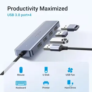 UGREEN 70336 USB C to USB A Hub with 4 USB 3.0 for Laptop, MacBook Pro/Air, Mac mini M4, iMac, iPad Pro, Chromebook, Dell XPS, Galaxy S23, and More, 0.5FT