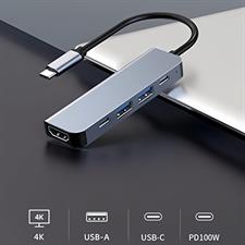 USB C Hub 5 in 1 Extension hub, USB-c Interface Multifunction Adapter with 4K HDMI, 2 USB 3.0 Ports and 2 USB-c, Compatible with Laptop, MacBook, iPad, Mac Mini and More Type C Devices
