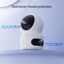 EZVIZ H7C Dual-Lens Pan & Tilt Wi-Fi Camera|Dual 2k Lenses Resolution|Two Way Calling|360 Panoramic View|Color Night Vision|Privacy Mode|MicroSD Card Support Upto 512GB|White