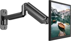 HUANUO HNWSS1 Single Monitor Wall Mount for 13 to 32 Inch Computer Screen, Gaming Monitor Wall Mount Arm Holds up to 17.6lbs, Height Adjustable Full Motion Wall Monitor Mount-VESA Mount 75x75,100x100