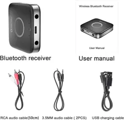 SONRU Bluetooth 5.3 Adapter Hi-Fi Equipment for Car Wireless Audio Receiver with 3.5mm AUX RCA Cable, Noise Cancellation, Dual AUX Outputs for Home Speakers Wired Headphones