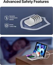 SooPii 70W Charging Station for Multiple Devices,5 Port Charging Dock with 15W Wireless Charger, 25W USB C PD/PPS Fast Charging for Samsung,lPad,lPhone 15/14/13/Xs/Max