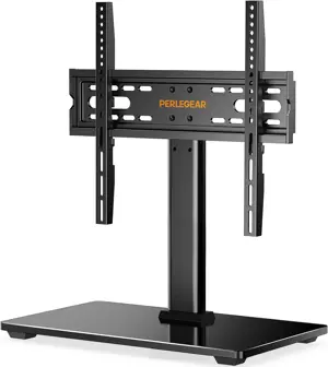 Perlegear PGTVS04 Universal TV Stand for 32-60 Inch LCD/LED TVs, Table Top Swivel Tv Stands Holds 40 KG, Max VESA 400x400mm, with Tempered Glass Base & Wire Management
