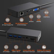 Surface Pro Dock for Surface Pro 4/Pro 5/Pro 6 USB Hub Docking Station with Gigabit Ethernet, 4K HDMI VGA DP Display, 3xUSB 3.0, Audio Out, USB C, SD/TF Card Slot Combo Dock Only for Surface Pro 4/5/6