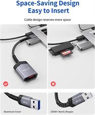 JSAUX USB 3.0 SD to SD/Micro Card Adapter 5Gbps 2TB Capacity TF SD Micro SD
