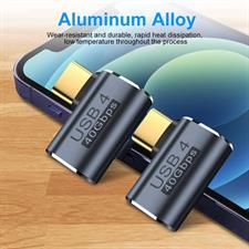 USB C Adapter 40Gbps (2 Pack), USB C Male to Female Adapter Right Angle USB 4.0 Type C Adapter 