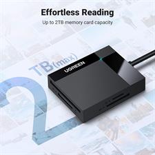 UGREEN SD Card Reader USB 3.0 Card Hub Adapter 5Gbps Read 4 Cards Simultaneously CF, CFI, TF, SDXC, SDHC, SD, MMC, Micro SDXC, Micro SD, Micro SDHC, MS, UHS-I (Black)
