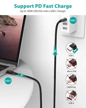 Nimaso USB Type C to USB C Cable 3.1 Gen 2 2 m, 100 W USB C Cable PD Fast Charging Cable E-Mark Chip SuperSpeed 10 Gbps for MacBook Pro, MacBook Air 2025, iPad Pro 2025/2018/11/12.9, iPad Mini 6