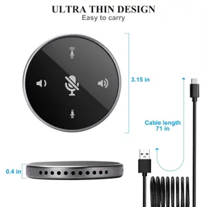 USB Conference Microphone with Speaker,Omnidirectional Speakerphone Computer Mic with 360Ã‚ Voice Pickup, Touch-Sensor Buttons to Mute/Volume for Streaming, Skype,VoIP Call, Webinar, Interview