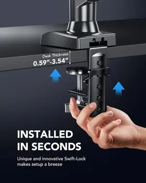 HUANUO HNSS6 Single Monitor Mount, 13 to 32 Inch Monitor Arm, Adjustable Monitor Stand, Vesa Mount with Clamp and Grommet Base - Fits 4.4 to 19.8lbs LCD Computer Monitors