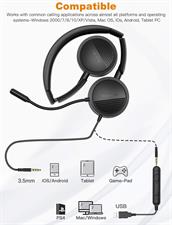 New bee Wireless Headset Bluetooth Headset with Noise Cancelling Microphone 20hrs Talk time & Mute Button for Work/PC/Office/Zoom/Skype (Include USB Dongle) (H360-black)