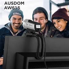 AUSDOM Full HD 1080P Wide Angle View Webcam with Anti-Distortion, AW615 USB Computer Camera,90-Degree FOV, auto Low-Light Correction, Plug and Play for Zoom/Skype/Teams,Conferencing and Video Calling