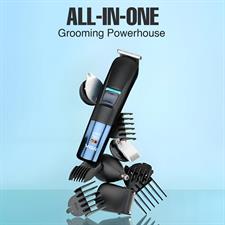 VGR V-108 Professional 10 in 1 Grooming Kit with LED Display, All in one Trimmer for Men,Suitable for Face, head, Nose,Ear & Body Grooming, 120 min Runtime (Black, Blue)