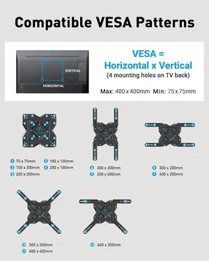 PERLESMITH PSSFK1 TV Wall Mount for 27-60 Inch Flat & Curved TVs, Single Stud TV Mount with Articulating Swivel Tilt - Wall Mount TV Bracket VESA 400x400mm up to 77 lbs, Perfect Center Design