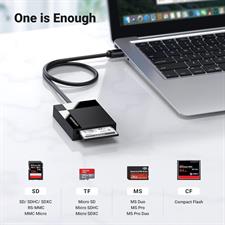 UGREEN SD Card Reader USB 3.0 Card Hub Adapter 5Gbps Read 4 Cards Simultaneously CF, CFI, TF, SDXC, SDHC, SD, MMC, Micro SDXC, Micro SD, Micro SDHC, MS, UHS-I (Black)