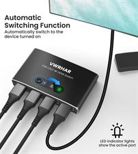 VWRHAR HDMI Switch 3 in 1 Out 4K UHD HDMI Switcher Splitter, Automatic Switch with Remote Metal HDMI Switch Box Hub Support 4K 3D 1080P HDCP1.4 for PS5 PS4 Xbox DVD Player Fire Stick Apple TV PC
