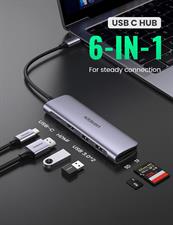 UGREEN USB C Hub 6 in 1 Dongle to HDMI 4K 2 USB 3.0 Ports SD TF Card Reader 100W PD Charging Adapter Dock Station for MacBook Pro Air 2020 2019 2018 Galaxy Note 10 S10 S9 S8 Surface Go XPS 13 15