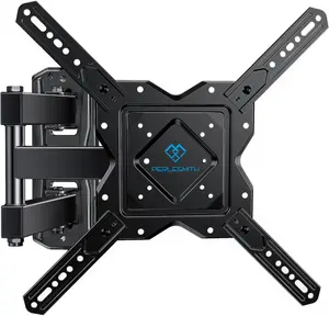 PERLESMITH PSSFK1 TV Wall Mount for 27-60 Inch Flat & Curved TVs, Single Stud TV Mount with Articulating Swivel Tilt - Wall Mount TV Bracket VESA 400x400mm up to 77 lbs, Perfect Center Design